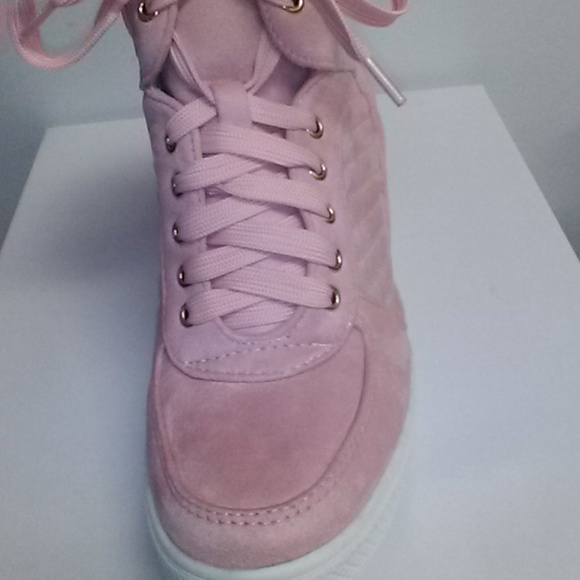Pink Suedish Wedge Heel Sneaker - Picture 4 of 8